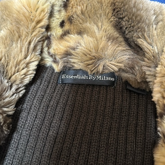 Faux fur sweater, brown and leopard print, vintage - Picture 3 of 4